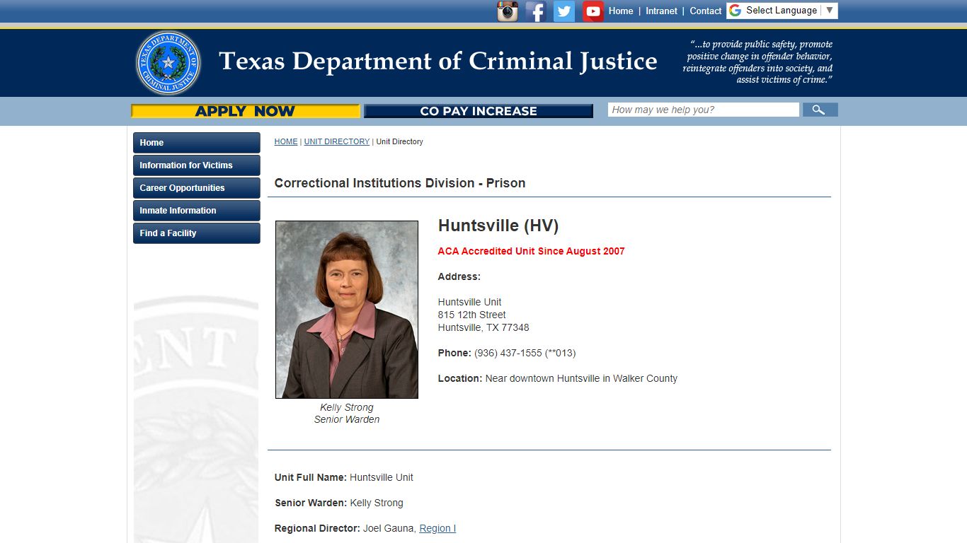 Huntsville (HV) - tdcj.texas.gov